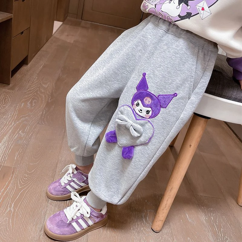 

Girly Heart Kawaii Kuromi Sanrio Anime Sweatpants Spring Autumn Cute Cartoon Children Long Trousers Clothes Gifts for Kids