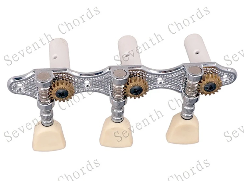 Ein Set Jadegrüne Trapezförmige Knöpfe 3R3L Chrom-Saitenstimmer Mechaniken für Klassische Gitarren Zubehörteile – Detail 10