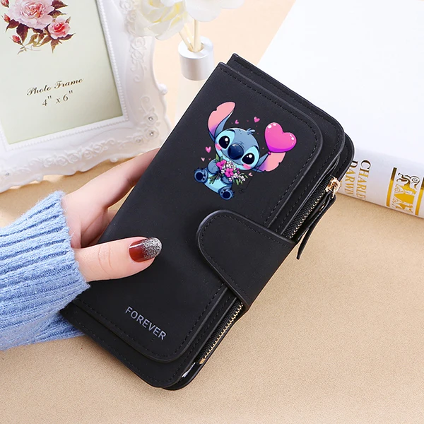 Disney Stitch High-end Wallet Women Anime Cartoon Printing Money Bags Fashion Credit Card Holder Girls Popular High Quality Bag