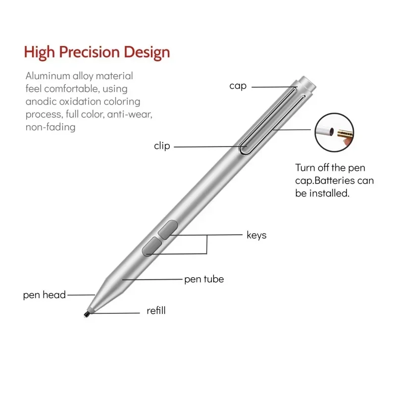قلم ستايلس لجهاز Microsoft Surface Pro 9/10/11/8/X/7/7plus/6/5 Surface Book/Laptop/Go/Studio 4096 حساسية الضغط