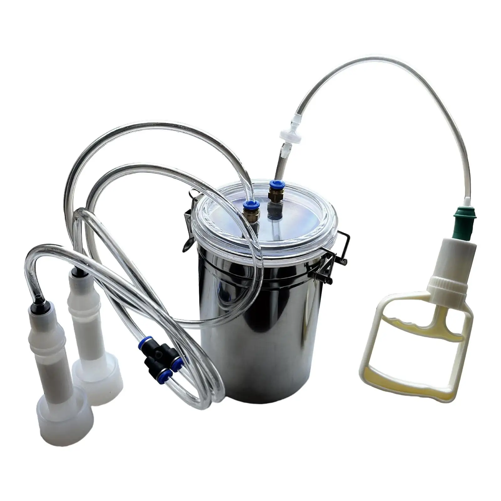 2L Manual Sheep Milker Cows Manual Milking Machine Portable Vacuum Pump Bucket Milker with Bottle for Farms Market Household