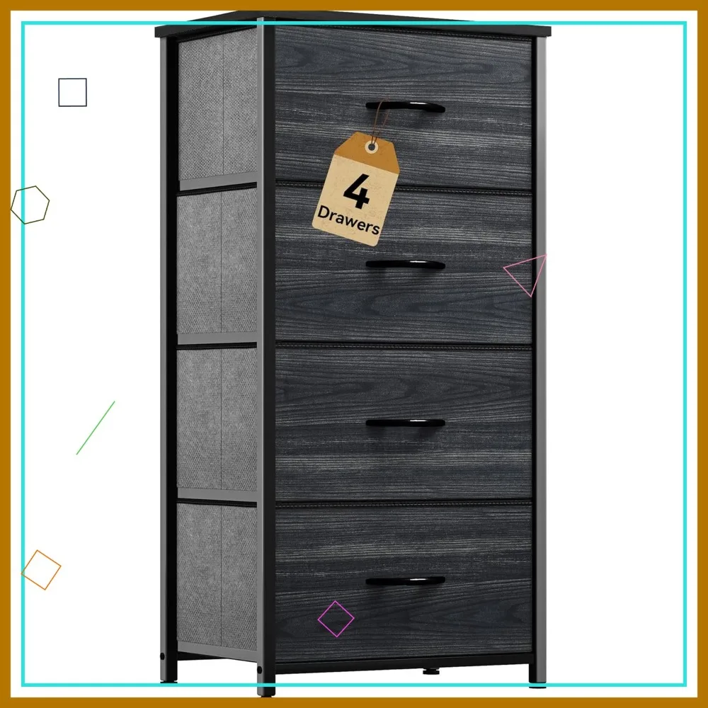 

4-Drawer Fabric Dresser with Steel Frame, Foldable Storage Tower for Bedroom, Living Room, and Closet Organization