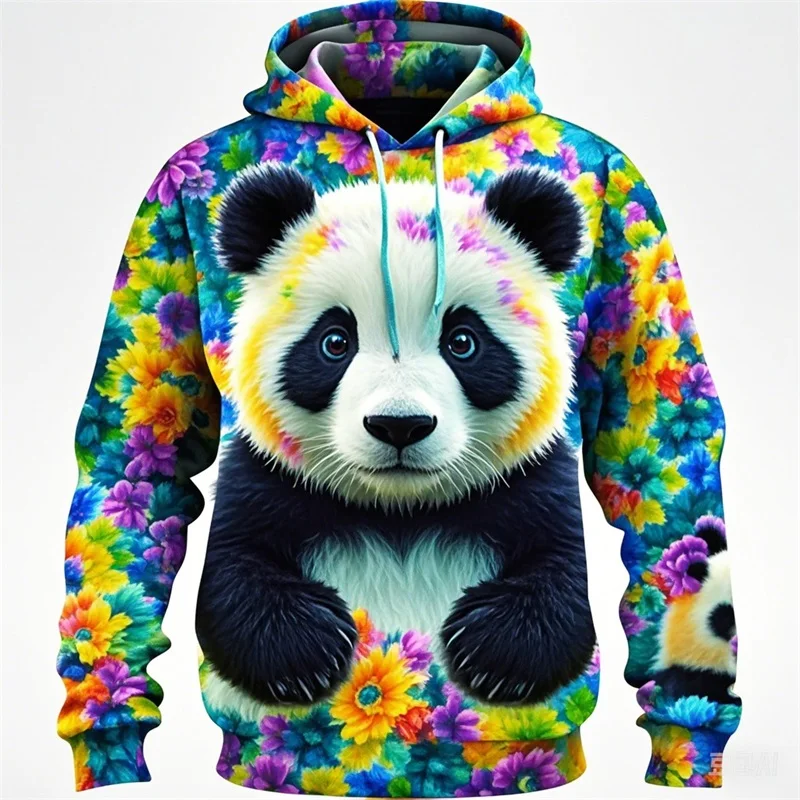 All Over Print Cute Animal Panda Graphic Hoodies For Men New In Casual Oversized Pullover Hoodie Clothes Kids Tracksuit Tops