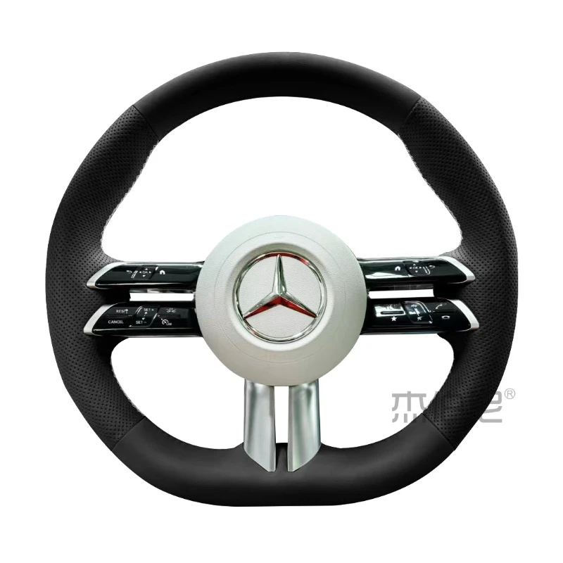 

For Mercedes Benz AMG GT E63 EQE 43 53 SL43 SL55 C260 GLC260 GLC300 E260 Hand Stitched Genuine Leather Car Steering Wheel Cover
