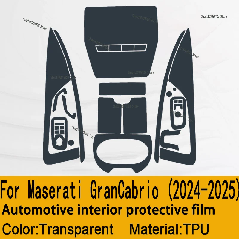 For Maserati GranCabrio (2024-2025) TPU Gearbox Panel Dashboard Interior Protective Film Sticker Anti-Scratch