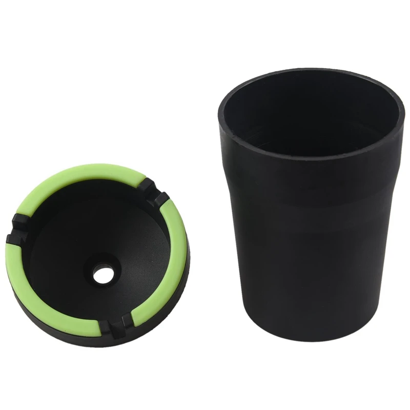 2X Stub Out Glow In The Dark Cup-Style Self-Extinguishing Cigarette Ashtray - Black