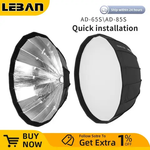 Godox AD-S65S AD-S65W 65CM AD-S85S AD-S85W 85cm Softbox parabolico profondo argento + Softbox con supporto Godox a griglia a nido d'ape per AD400PRO