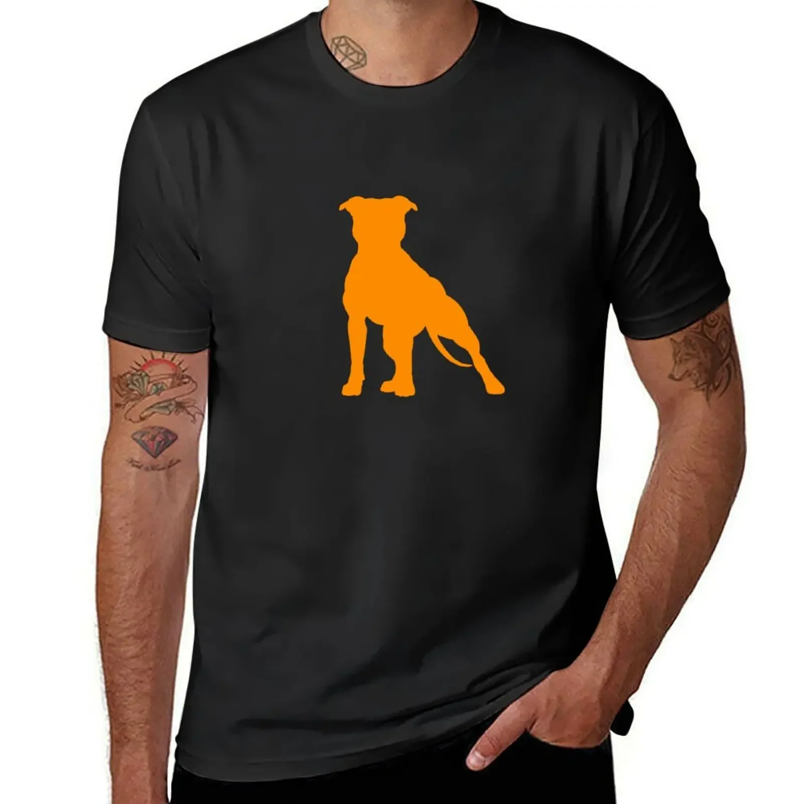 

Orange Staffy silhouette T-Shirt shirts graphic tee Anime t-shirt street wear valentines clothes clothing for men