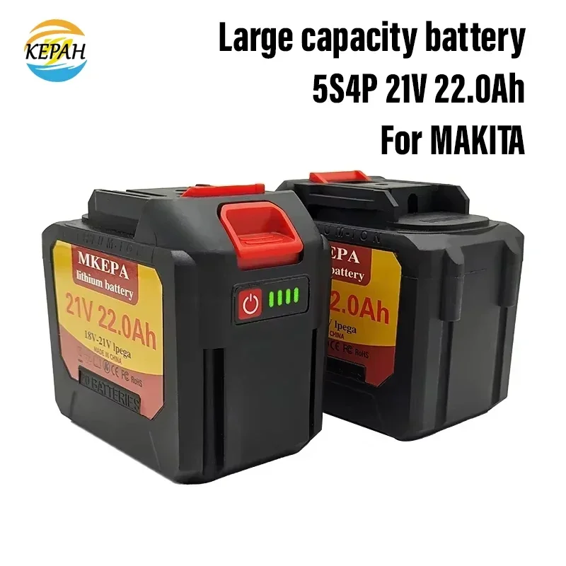 

Литиевая батарея для инструментов 21 В, подходит для мощной аккумуляторной батареи Makita 22 Ач, электрической отвертки, электрической дрели 22000 мАч