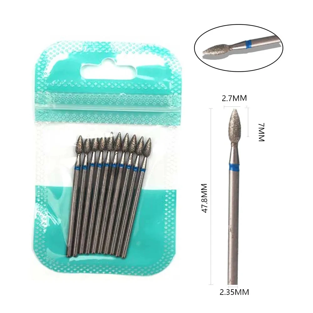 10 stks Diamant Frees Nail Boren Set Voor Manicure Accessoire Pedicure Elektrische Machine Nail Bit Brush Burr Gereedschap