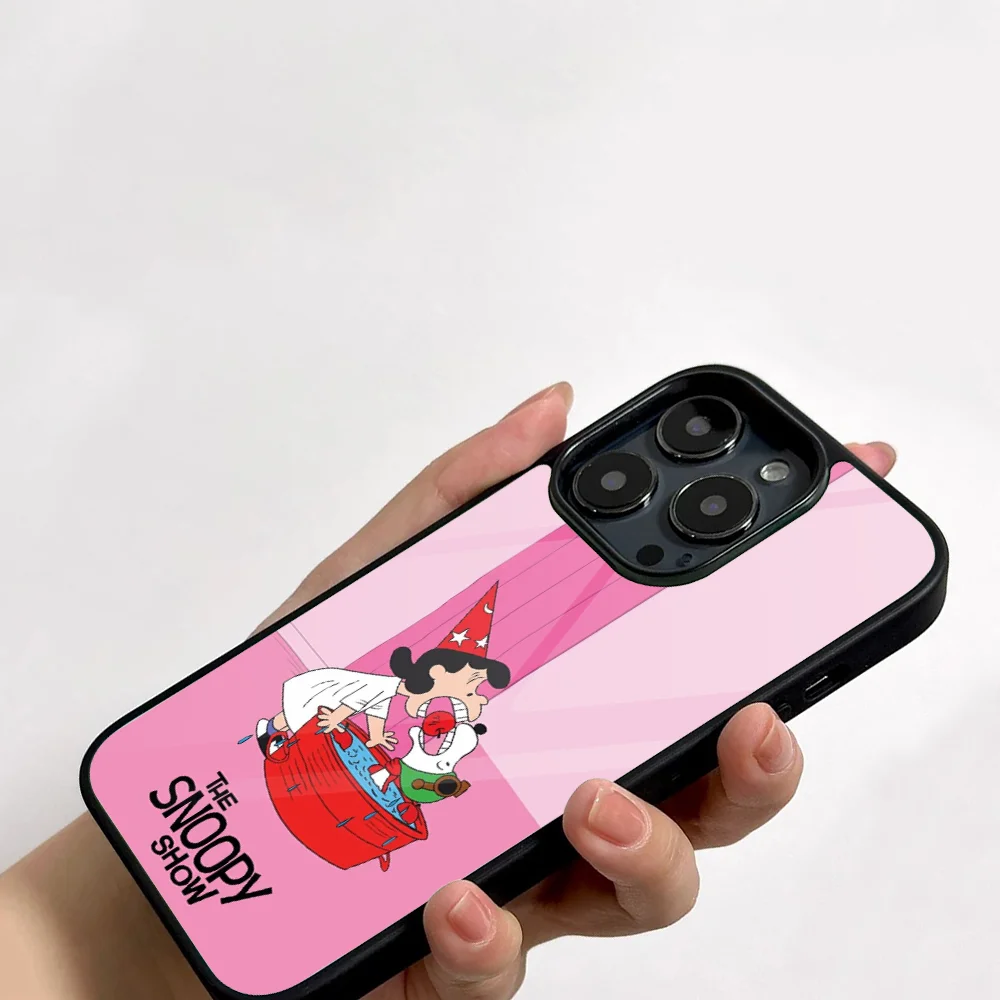 Cartoon Cute S-Snoopys Phone Case For IPhone 11 12 13 14 15 16 Plus Pro Max Mirror Acrylic PC TPU Cover