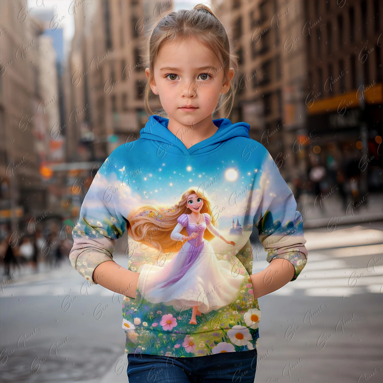 2024 New MINISO Cartoon Mermaid Princess 3d Print Girls Hoodies Long Sleeve Hooded Sweatshirt Top Lovely Pullover Spring Autumn