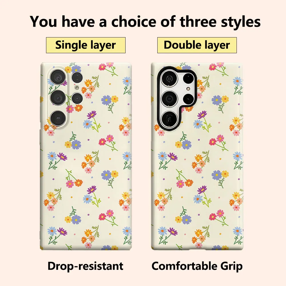 Colorful Daisy Phone Case for Samsung Galaxy S26 S25 Ultra S24 S23 Ultra Plus Shockproof Double layer tough Back Cover