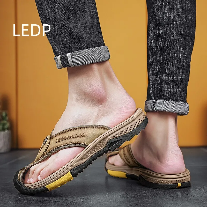 Men\'s Summer Sandals Fashion Baotou Top Layer Leather Casual Slippers  Flip Flops Lightweight Best Sellers In 2023 Products