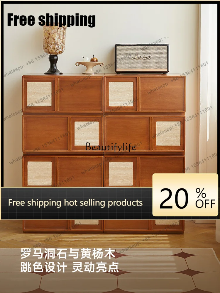 LX Medieval Module Combination Cabinet Retro Solid Wood Boxwood Card Cabinet