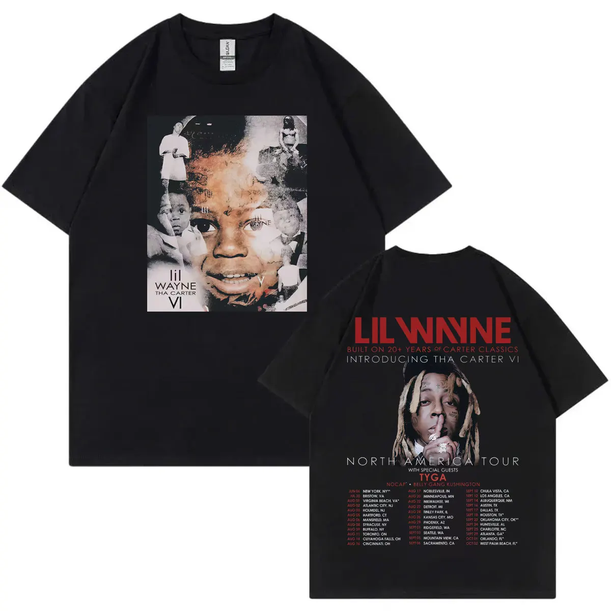 

Rapper Lil Wayne Tha Carter VI Tour 2025 T Shirt Hip Hop Vintage Short Sleeve T-shirt Men Women Casual Fashion Loose T-shirts