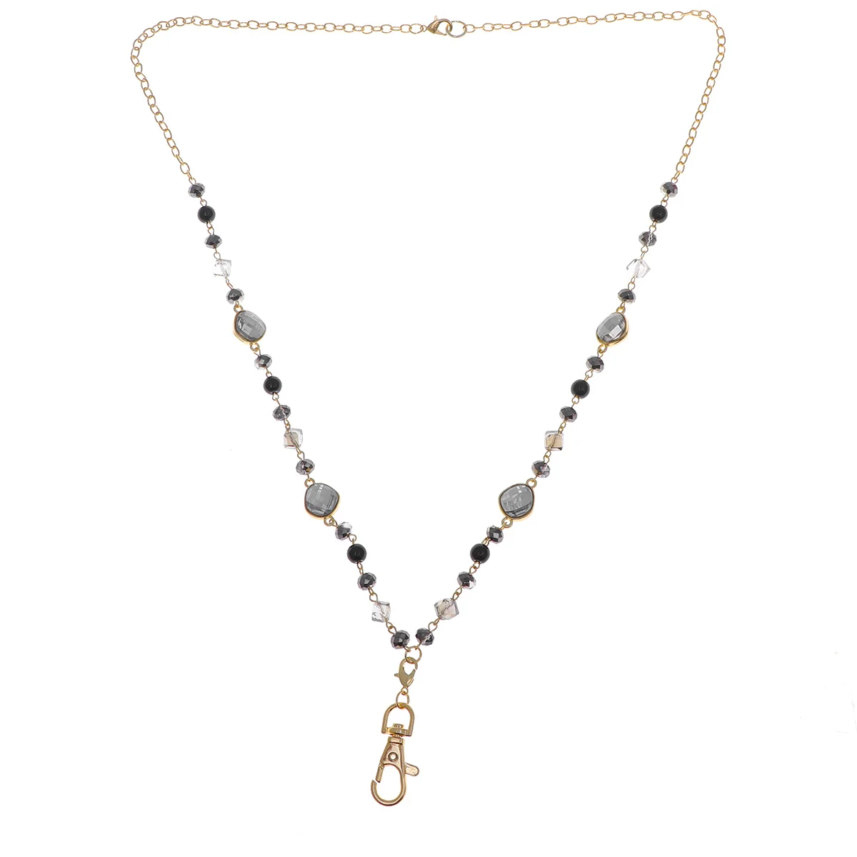 

1 Piece Alloy Glass Beads Pendant Sweater Chain for Id Badge Holder Neck Lanyard Strap Name Tag Accessory Jewelry Gift