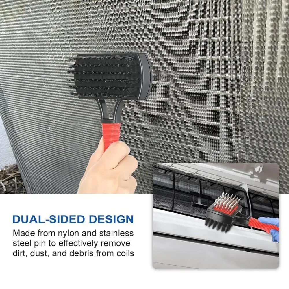 Double-Sided AC Fin Cleaner Fin Brush Cleaning Kit AC Coil Cleaning Brush Stainless Steel ABS Evaporator Coil Cleaner Brush