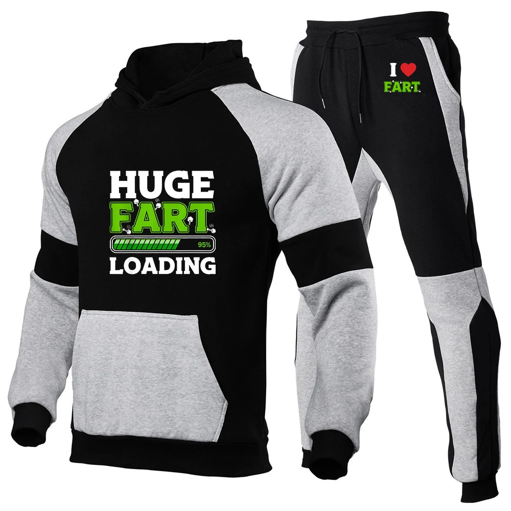 

2026 Huge Fart Loading Printing Men's New Spring And Autumn Zipper Hoodies Sweatpant Harajuku Sports Comfortable Versatile Suit