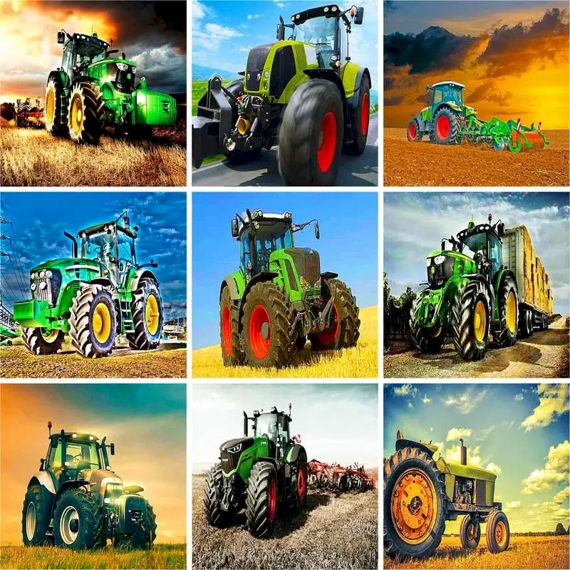 

GATYZTORY Painting By Numbers For Adults Children Unique Gift HandPainted Green Excavator Landscape Paint By Number Home Decors