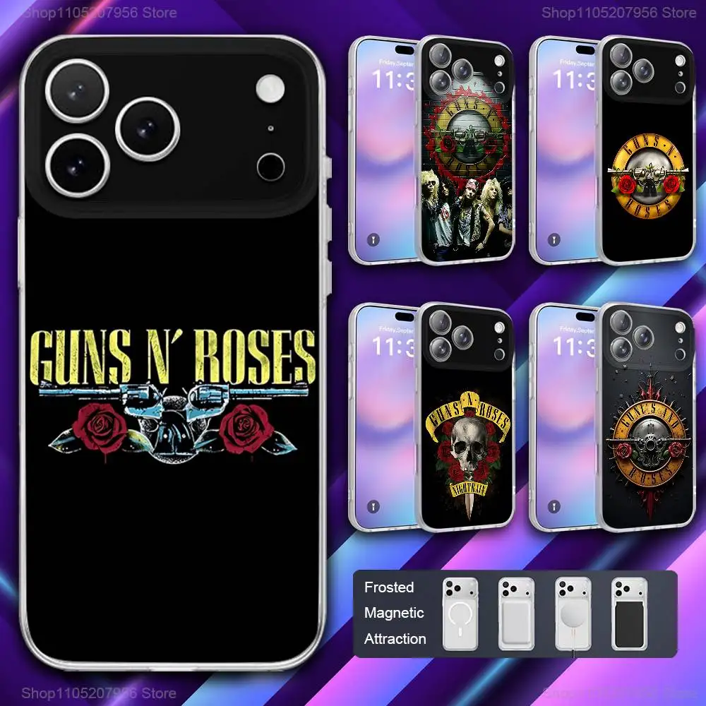 

G-Guns N Cool Roses For iPhone 11,12,15,14,13,17,16,Pro,Plus,E,Max,Air,Mini Magnetic Frosted Cover Phone Case