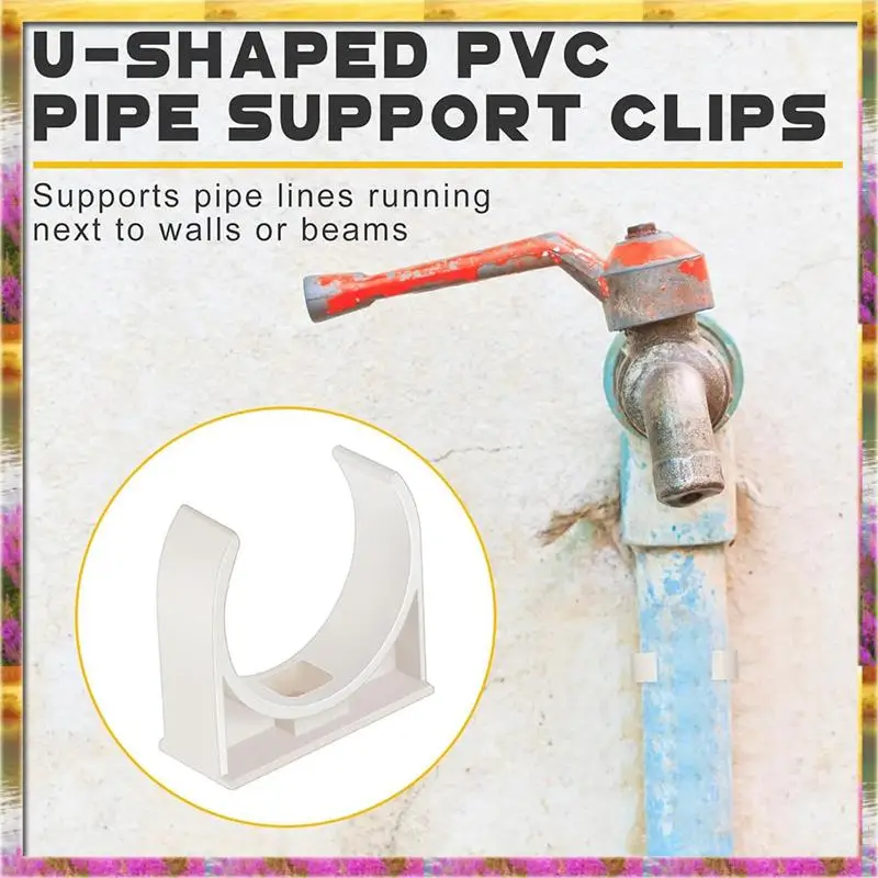 Must Have 50 Pack 2 Inch U-Shaped PVC Water Pipe Clamps Clips Pipe Hangers Holder Pex Tubing Clamps Plastic Water Pipes Support