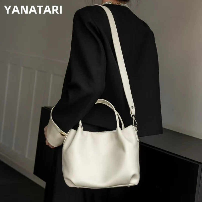 YANATARI сумки из натуральной кожи, женские винтажные сумки на плечо, сумка-ведро, роскошная сумка через плечо из мягкой кожи высокого качества
