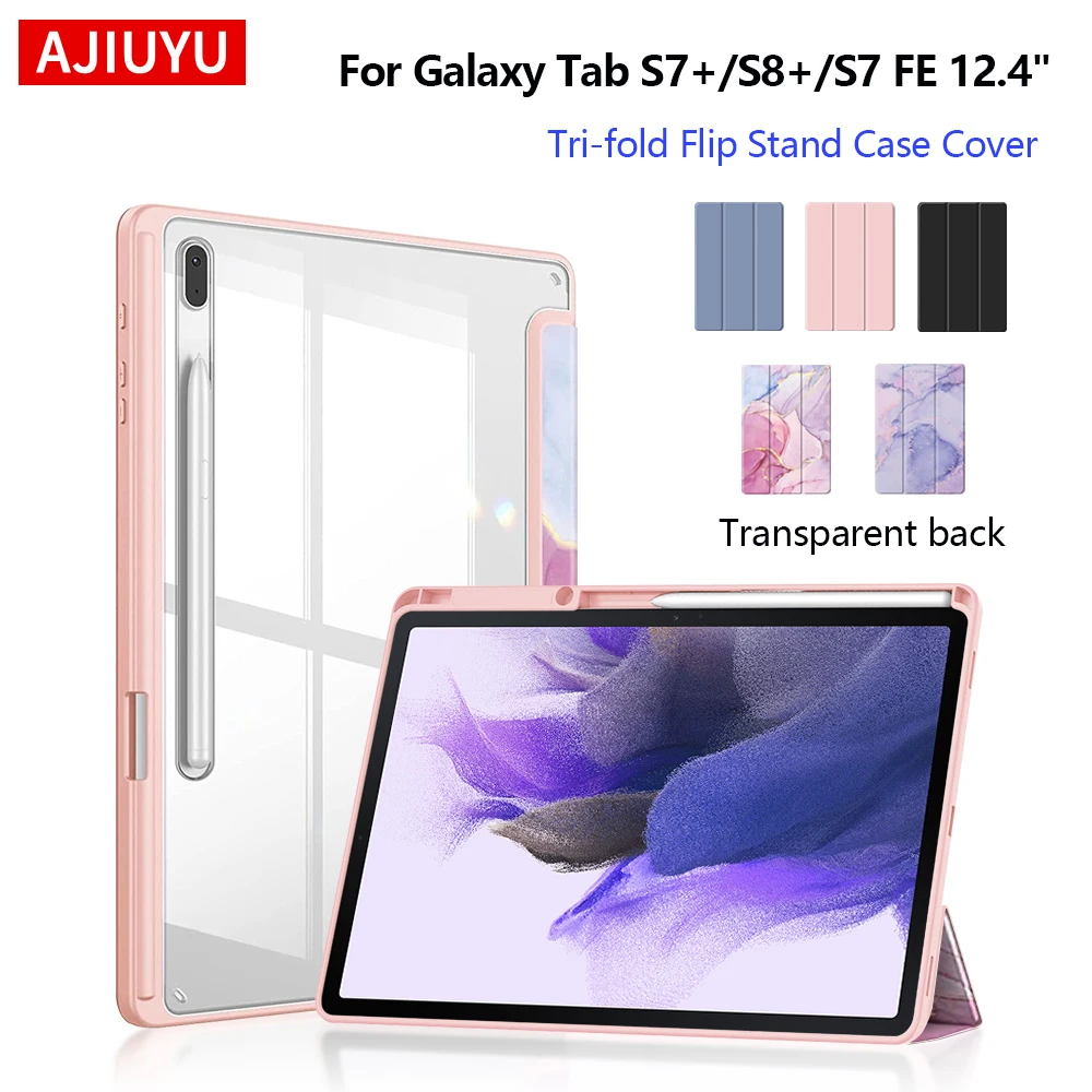 

Case For Samsung Galaxy Tab S7 S8 Plus S7+ S8+ 12.4" Clear Back Cover Pencil Holder For Tab S7 FE 12.4 Inch Hard Acrylic Cover