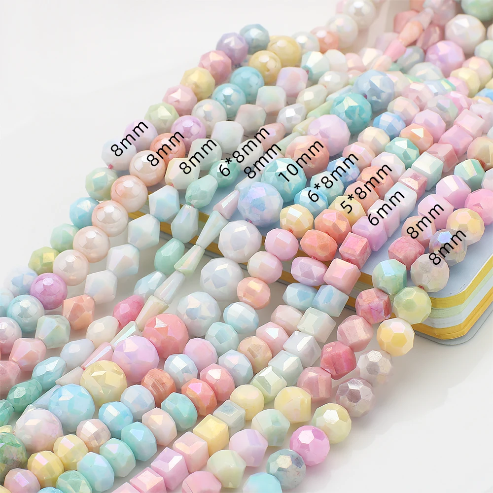 Macaron Crystal Glass Bicone/Round/Square/Drop/ Flower Ball Beads Crafts for DIY Jewelry Making Bracelet Necklace Earrings