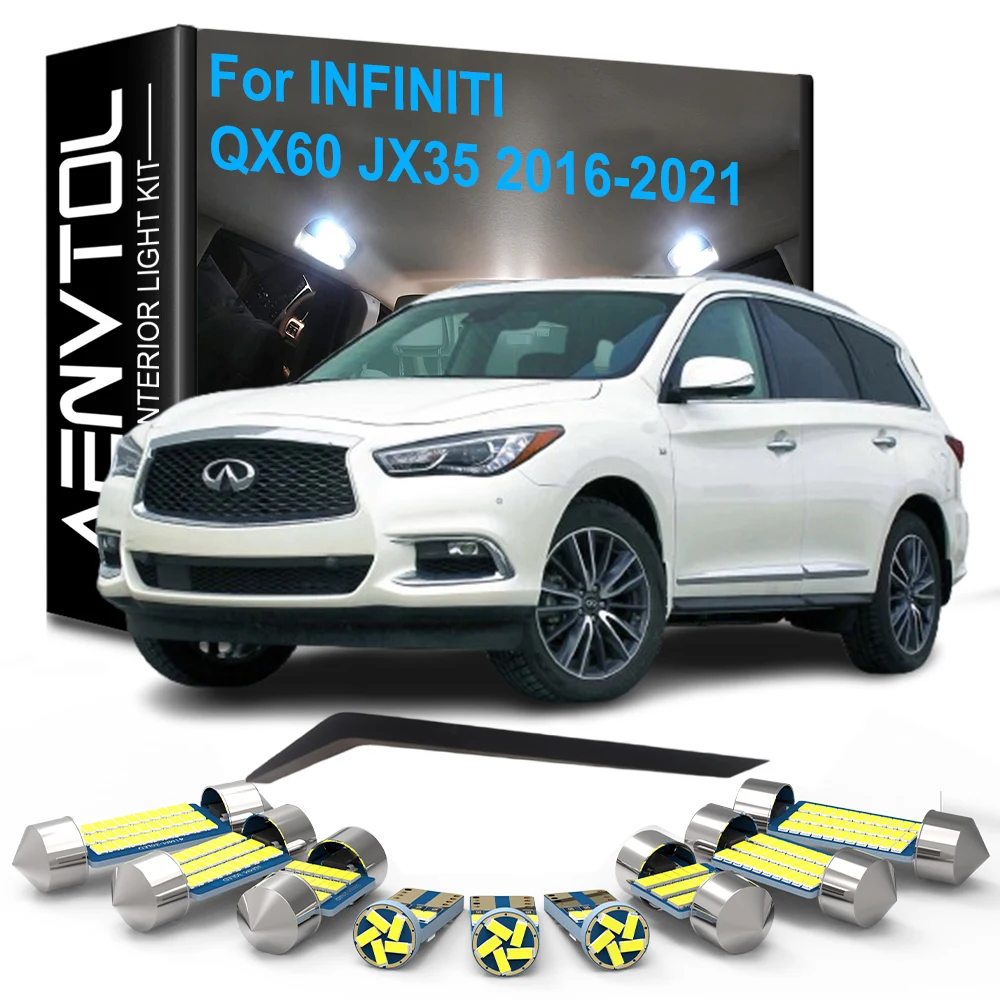

15pcs LED Interior Lights Canbus For Infiniti QX60 JX35 2016 2017 2018 2019 2020 2021 Dome Trunk Foot Door License plate Lamps