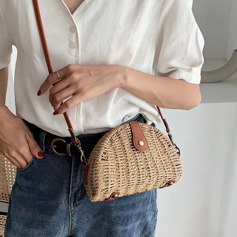 

Saddle Bag Women's 2025 Summer New Fashion Casual Woven Bag Trendy All-Match Minority Simple Crossbody Straw Bag