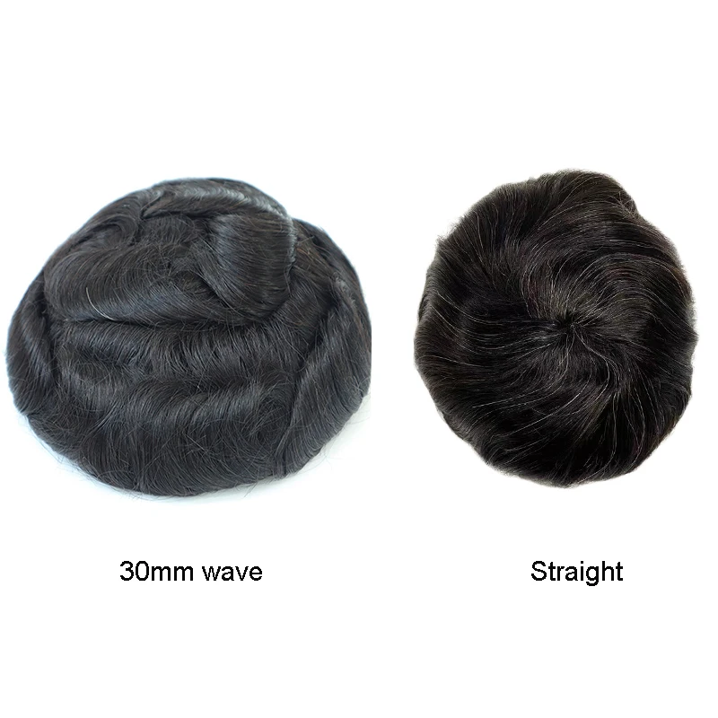 Man Wigs Male Lace & Pu Hair Prosthesis Toupee Men Breathable 100% Indian Human Hair Replacement Systemes Unit Natural Color 6”