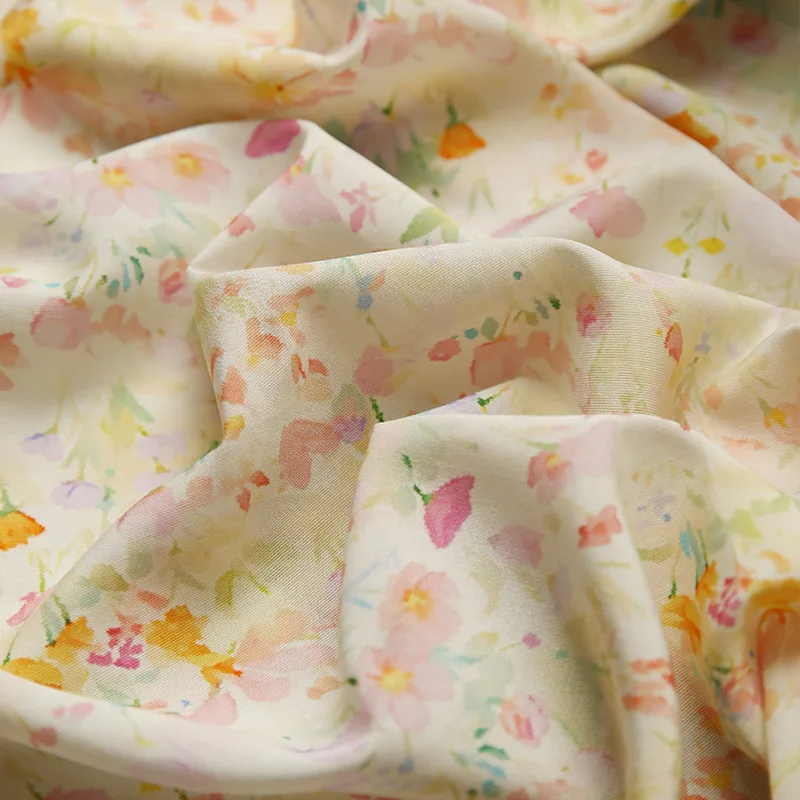 

Floral Printed Brocade Cotton Fabric Light Thin Summer Dress Blouse Hanfu Handmade Sewing Fabric