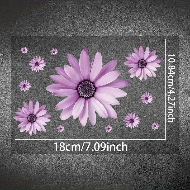 مجموعة واحدة من ملصقات "زهرة الأقحوان الأرجوانية" لتزيين السيارة والدراجات النارية على شكل زهور - ملحق ملصق تحت عنوان