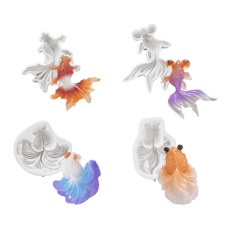 

Kois Fish Pendant Molds Creative Gold Fish Shaped Keychain Mould Flexible Silicone Ornament Moulds Jewelry Tool