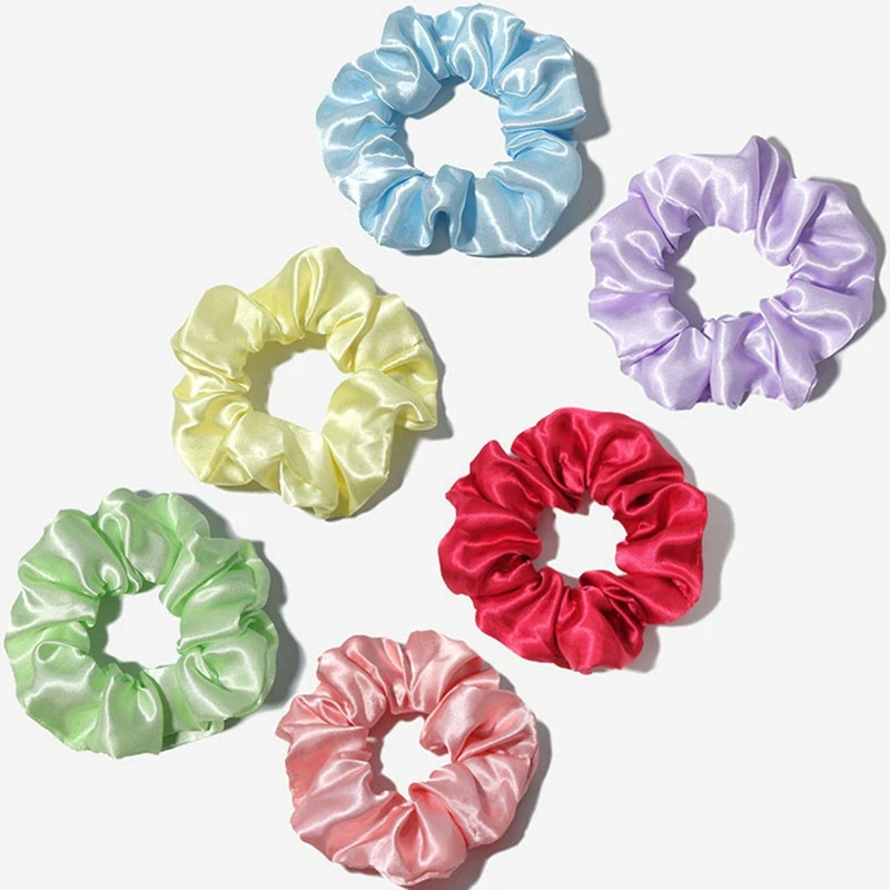 

Y2K 1PC Satin Large Scrunchie Solid Color Wide Edge Band Fashion Hair Tie Elastic Ponytail Accessories Headwear