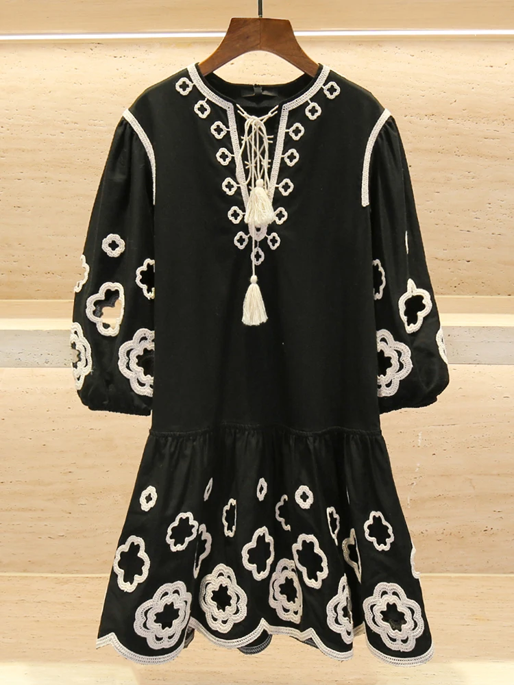 

Элегантная женская юбка Bla с вышивкой и поясом, осенняя, с узором четырехлистного клевера, от Dr M Home Nan You