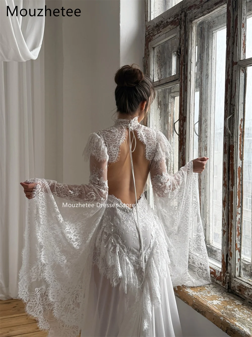 long sleeves customize made lace application bridal gown wedding dresses Custom Lace Wedding Dresses Sweetheart Bridal Gowns A Line Long Sleeve Princess