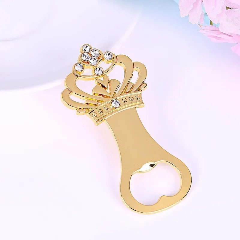 

Metal Corkscrew Nordic Gold Crown Zinc Alloy Beer Bottle Opener Keychain Portable Home Kitchen Accessories Supplies Wedding Gift