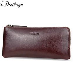 Men Wallet Clutch Genuine Leather Brand Thin Wallets Male Organizer Cell Phone Clutch Bag Long Secret Pocket Coin Purse