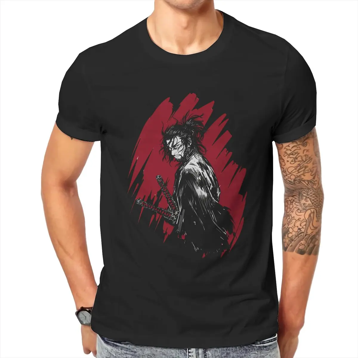 Vagabond Comic TShirt for Men Blood Soft Summer Tee T Shirt High Quality Trendy Fluffy