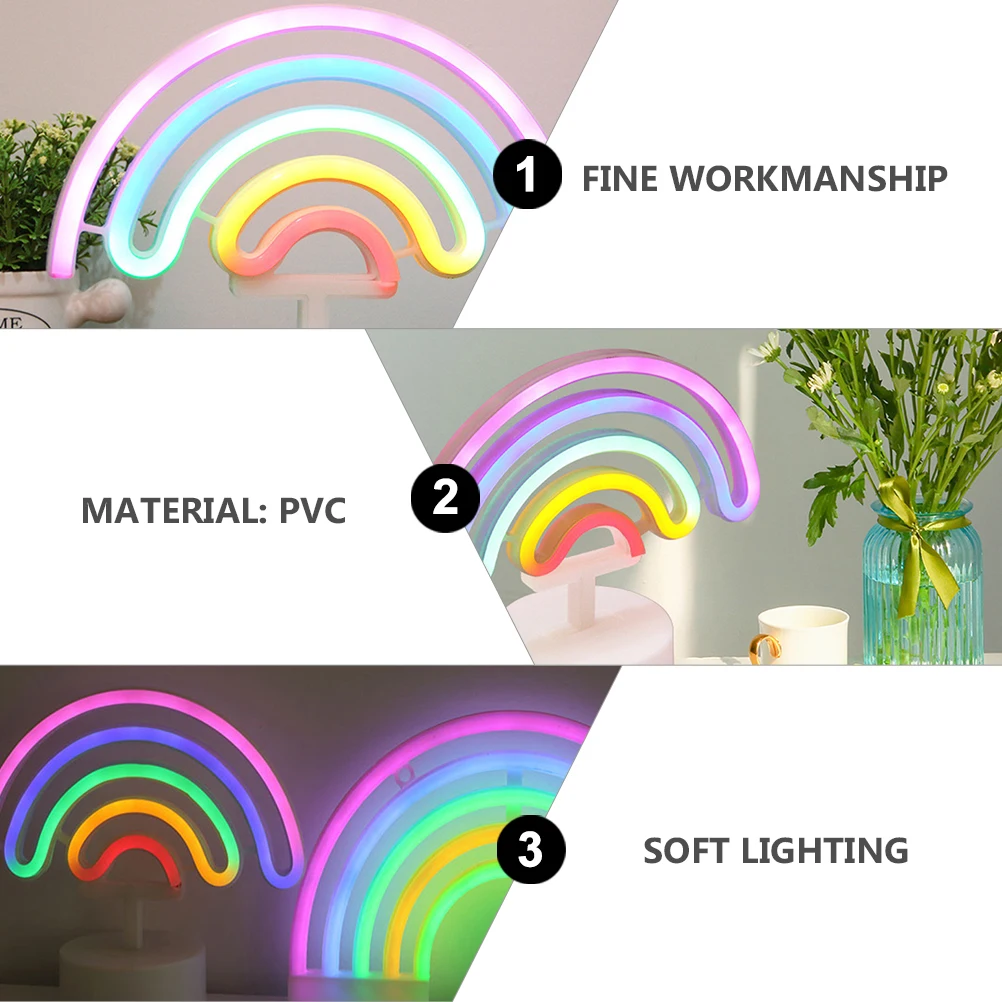

1pc Rainbow Shaped Night Light Led Bedside Lamp Soft Light Decorative Bedroom Lamp For Living Room Desk Corridor No