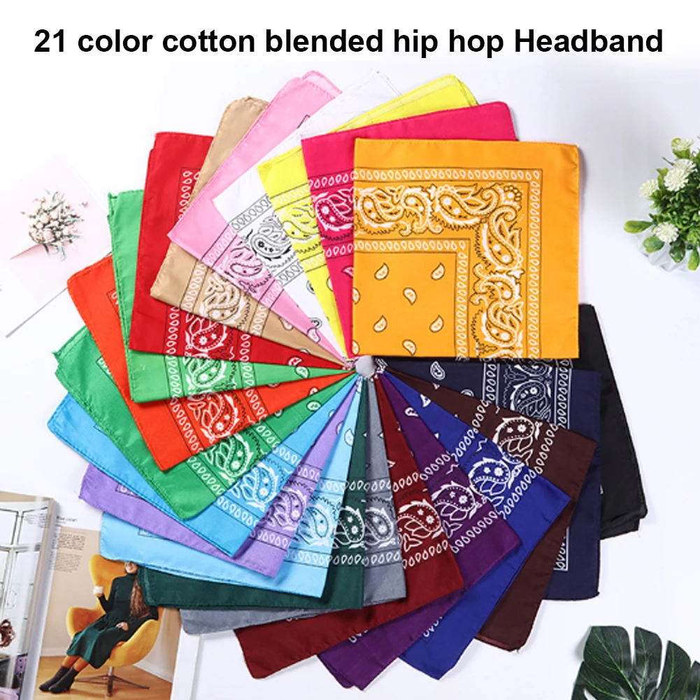 Unisex Cotton Blend Hip Hop Bandana Headwear Hair Band Scarf Neck Wrist Wrap Band Magic Head Square Scarf for Outdoor Headwear