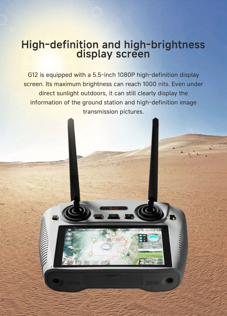 Skydroid G12 Remote Control with 2.4GHz /5.8GHz Dual Band 5.5inch 1080P High-Definition Display 9KM Digital Image Transmission