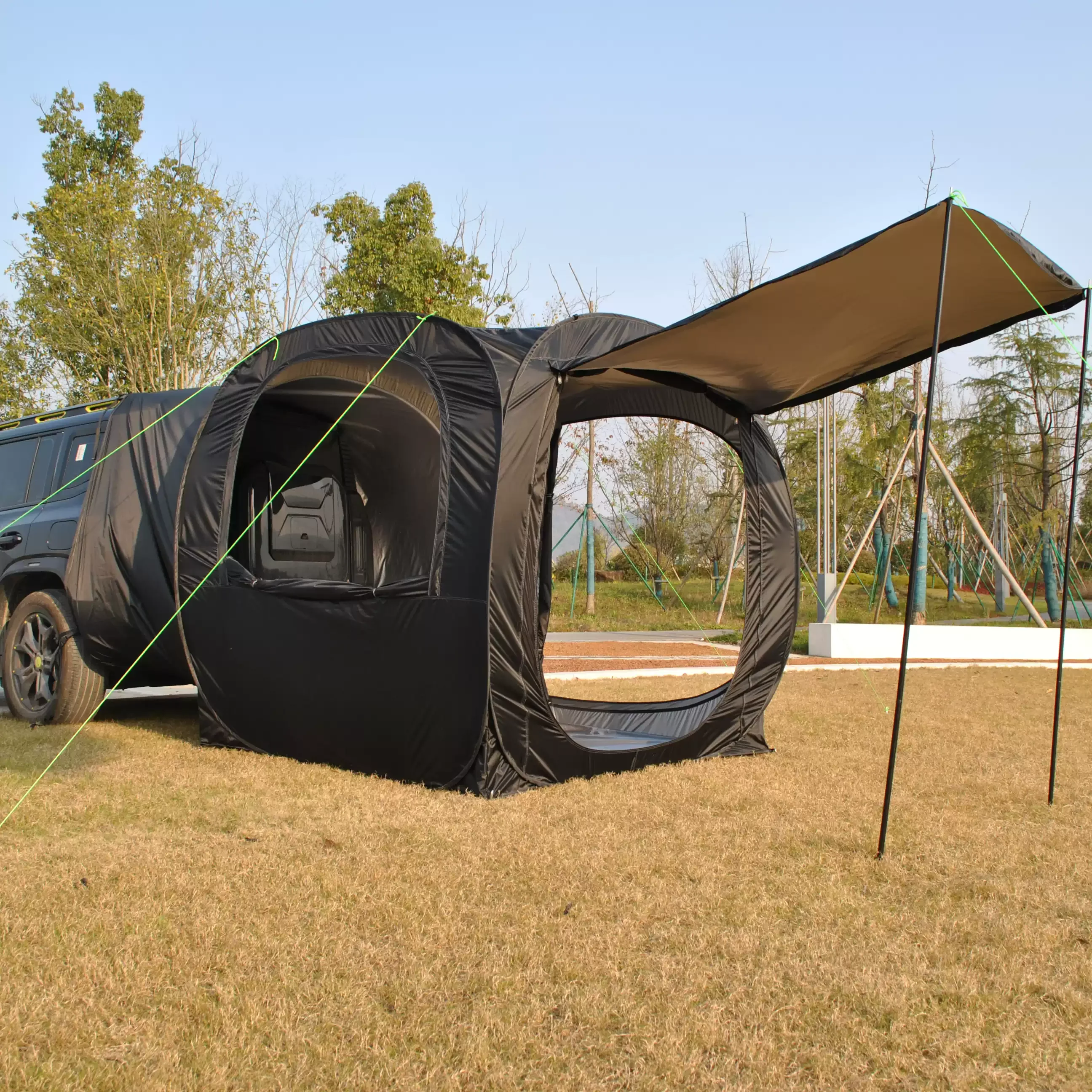 Car Tent Waterproof Tent, Car Tailgate Tent,Pop up Car Rear Tent, SUV Tents Connected to Vehicle Universal Fit