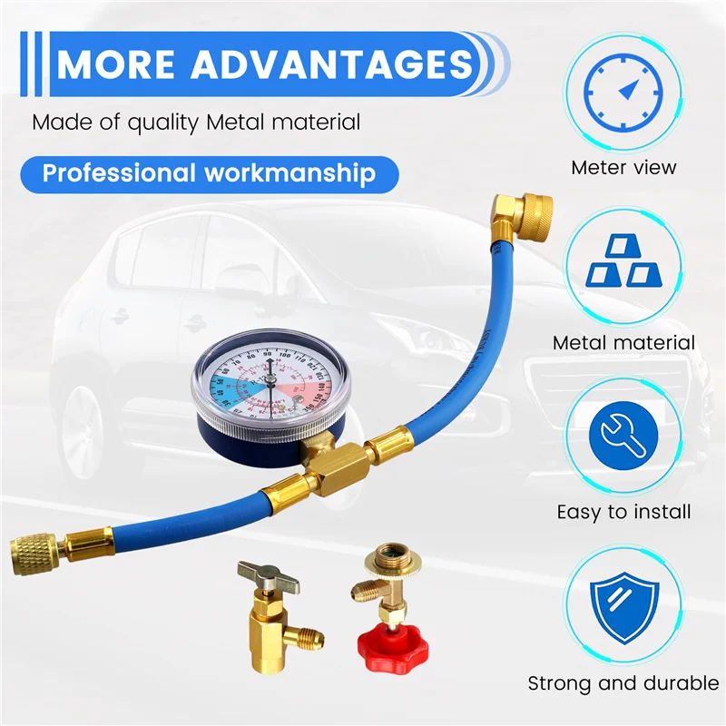 AB34-R134A Set Freon Filling Equipment Adapter Air Conditioning Manometer Air Conditioner Repair Valves Air Conditioner