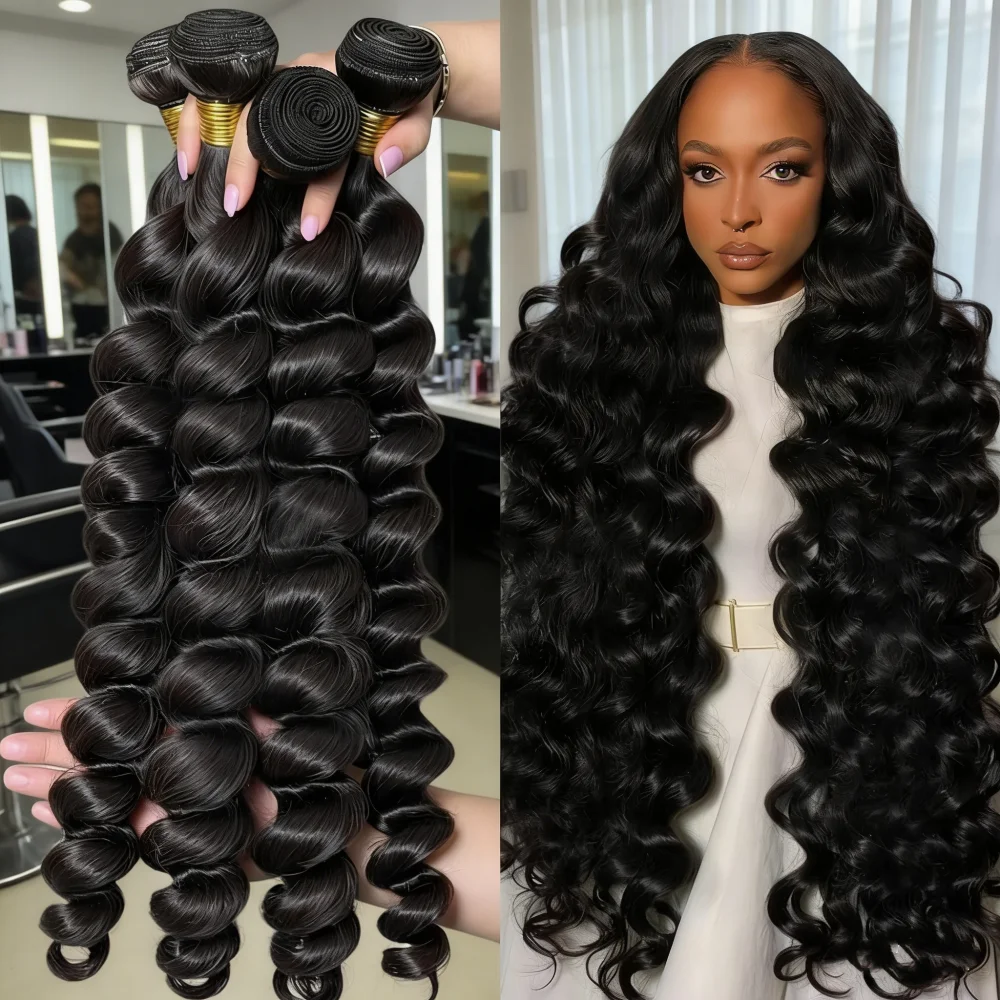 

Indian Remy 30 36 40 Inch Loose Wave Bundles Burmese Raw Human Hair Bundles Extensions Unprocessed Water Wave Hair 1 3 4 Bundle