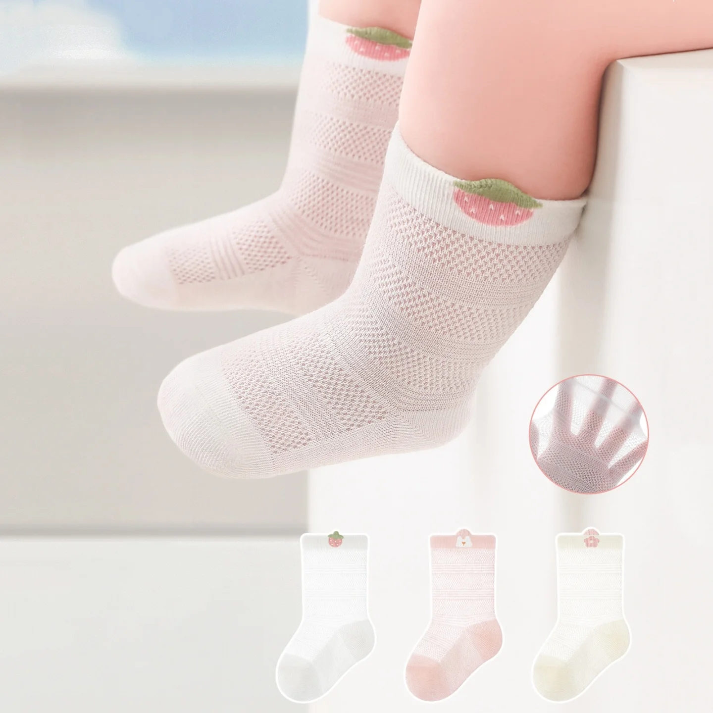 3Pairs/lot Summer Thin Children's Socks For 0-8Yrs Girls Boys Cute Cartoon Newborn Socks Cotton Boneless Mesh Baby Toddler Sock