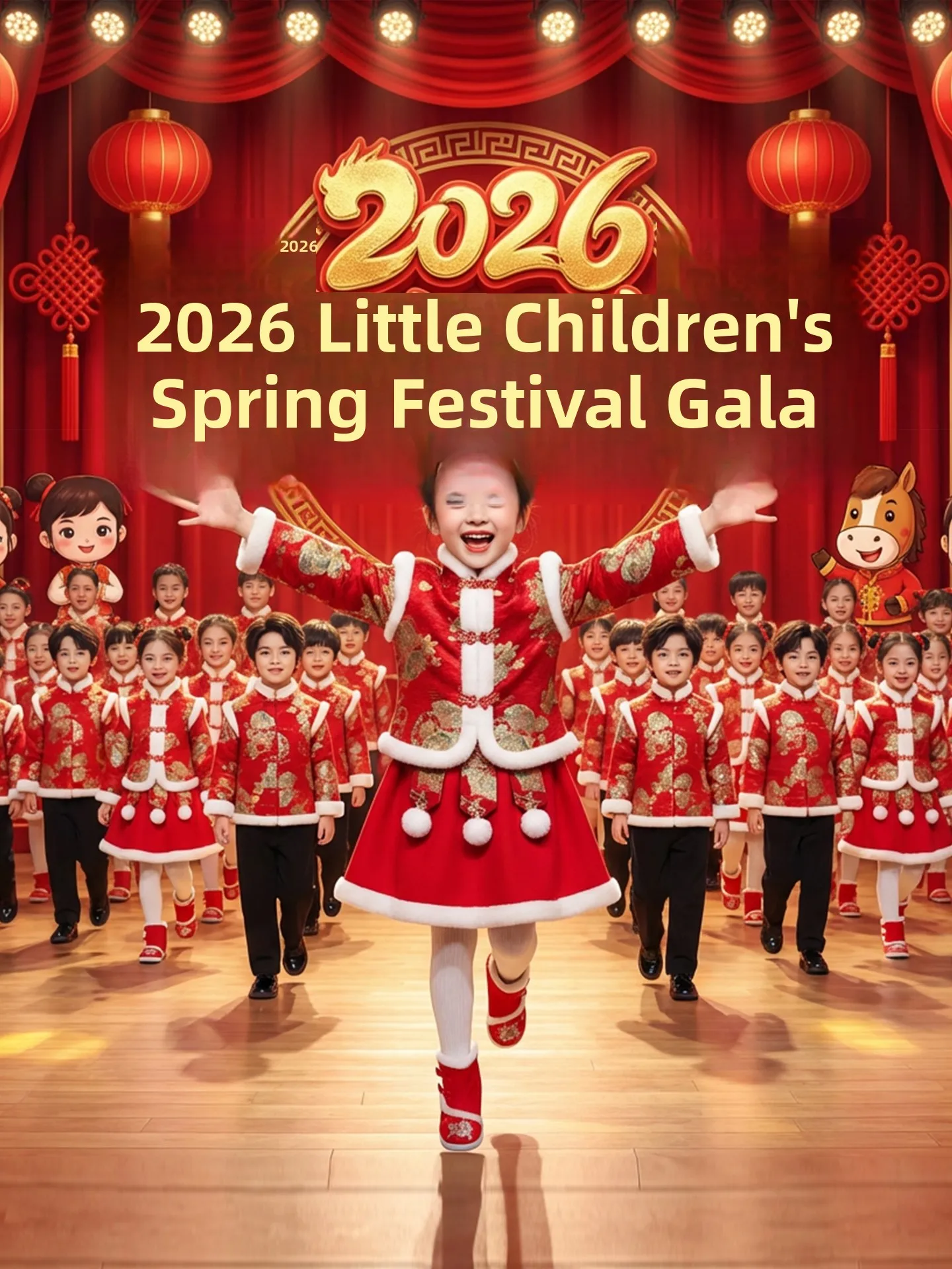 

Red Dance Performance Costume for Children New Year's Day Kindergarten Spring Festival eeting Clothes Stage Performance Outfit