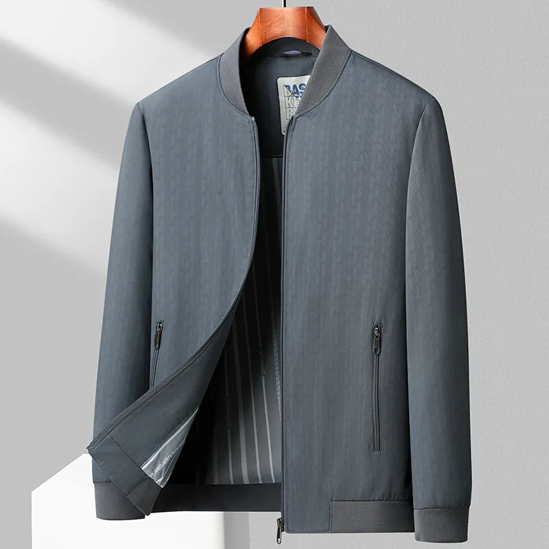 

New 2024 Men's Baseball Collar Jaet Casual Busin Sle for Middle-Aged And ly Spring Autumn Wear Outerwear